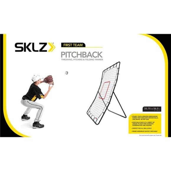 PitchBack Baseball and Softball Pitching Net & Rebounder, Black/Red,2' 9"x4' 8" - Picture 3 of 7